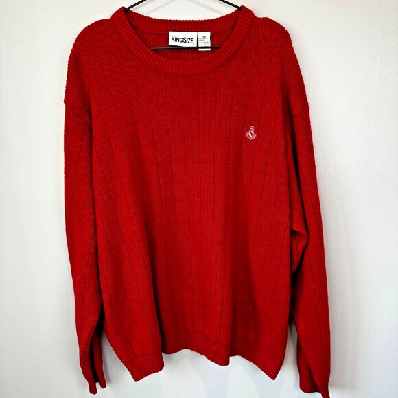 King Size Maroon Crew Neck Cable Knit Sweater Mens 4XL - Picture 1 of 6